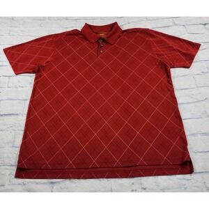 The Foundry Supply Co MENS SIZE XLT Polo Shirt Red Argyle Stretch Pima Cotton